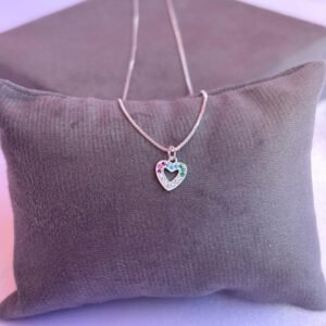 Colar Coração Cravejado com Zircônias Coloridas